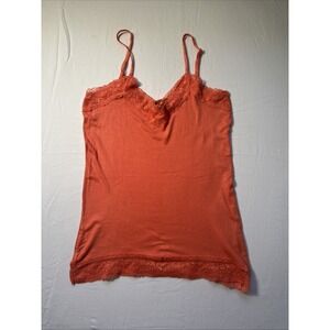Luigi Bertolli‎ Women's Sz-M Babydoll Lace Camisole Orange Ribbed Tank Top